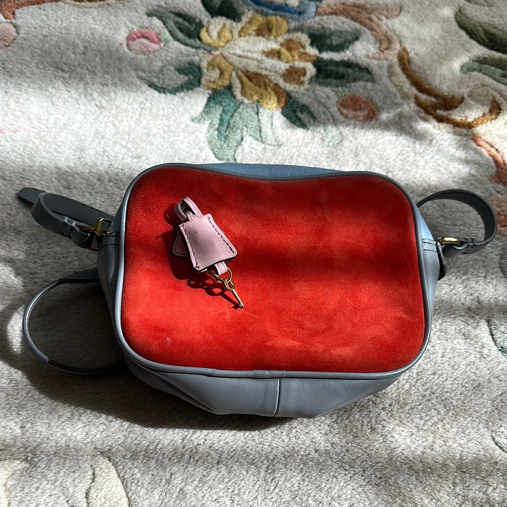 J. Crew Red and Gray Crossbody Bag Elegant Design